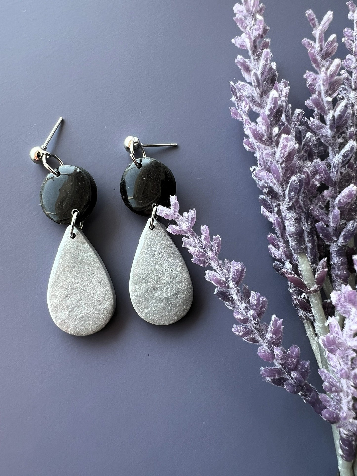 Black and White Teardrop Earrings